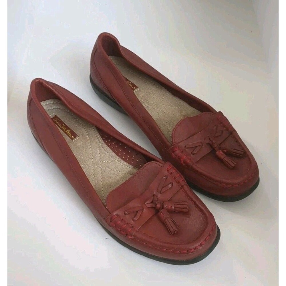Thom McAn Dacia Women Shoes 8.5 W Burgundy Tassel Loafers Casual Flats 40247
